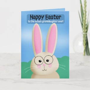 Cartes Pour Fêtes Annuelles Bonne Petite-fille de Pâques mignonne lapin en lun