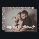 Cartes Pour Fêtes Annuelles Bonne photo de la famille Hanoukka<br><div class="desc">Une typographie moderne pour cette collection carte photo. Pour customiser avec votre photo de famille préférée. Vous pouvez aussi facilement changer la couleur de la police ou de l'arrière - plan géométrique à votre goût.</div>