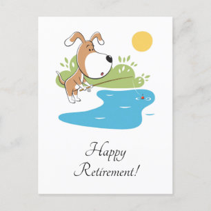 Cartes Pour Fêtes Annuelles Bonne retraite caricature Chien Chien Chien Pêche 