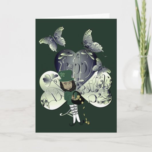 Cartes Pour Fêtes Annuelles "Bonne Saint Patrick" Leprechaun (Devant)