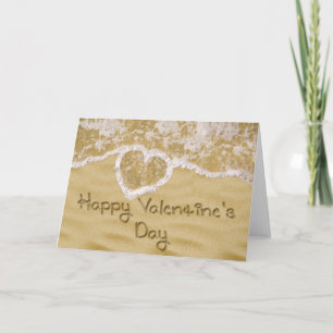 Cartes Pour Fêtes Annuelles "Bonne Saint Valentin" Coeur écrit dans le sable