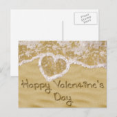 Cartes Pour Fêtes Annuelles "Bonne Saint Valentin" Coeur écrit dans le sable (Devant / Derrière)