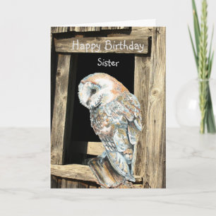 Cartes Pour Fêtes Annuelles Bonne Soeur d'anniversaire Aquarelle Chouette d'ét