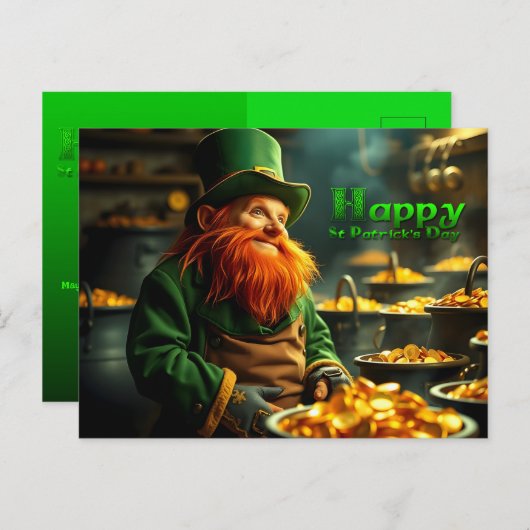 Cartes Pour Fêtes Annuelles Bonne St Patrick's Day Leprechaun HPostC05 (Devant / Derrière)
