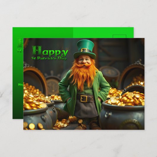 Cartes Pour Fêtes Annuelles Bonne St Patrick's Day Leprechaun HPostC06 (Devant / Derrière)