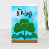 Cartes Pour Fêtes Annuelles Bonne St Patrick's Day Souriant Shamrock Clover (Devant)
