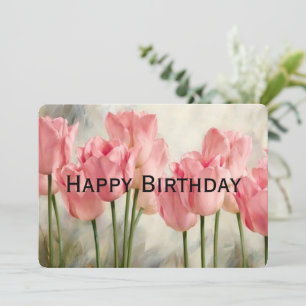 Cartes Pour Fêtes Annuelles Bonne Tulipes roses d'anniversaire