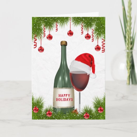 Cartes Pour Fêtes Annuelles Bonne Vacances Bouteille de vin (Devant)
