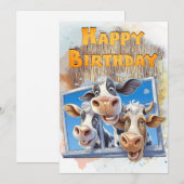 Cartes Pour Fêtes Annuelles Bonne Vache Joyeuse Anniversaire (Devant / Derrière)
