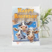 Cartes Pour Fêtes Annuelles Bonne Vache Joyeuse Anniversaire (Debout devant)