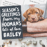 Cartes Pour Fêtes Annuelles Bonnes Fêtes Amusante Animaux de compagnie moderne<br><div class="desc">Design est composé d'un arrière - plan sombre avec un message amusant — "Bonnes Fêtes de mes foyers" Pour aligner votre photo, démasquez le modèle photo en cliquant sur le bouton de démasquage. Une fois la photo alignée, sélectionnez la forme SVG et votre photo, puis cliquez sur masque. Disponible ici...</div>