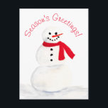 Cartes Pour Fêtes Annuelles Bonnes Fêtes Aquarelle Snowman Fun<br><div class="desc">Cette carte postale de vacances mignonne comprend un bonhomme de neige aquarelle peint à la main avec la légende "Bonnes Fêtes !" Le dos a de l'espace pour votre photo avec un court message et une signature. Une façon amusante d'envoyer des vacances réjouir ce Noël.</div>