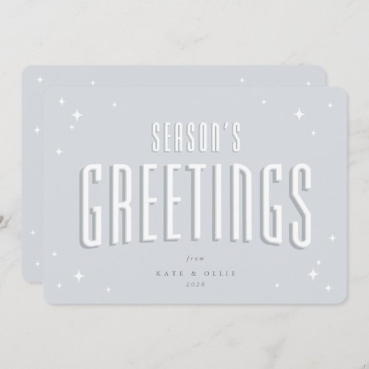 Cartes Pour Fêtes Annuelles Bonnes Fêtes bleu pâle Étoiles rétro Appartement (Devant / Derrière)