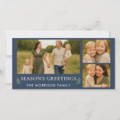 Cartes Pour Fêtes Annuelles Bonnes Fêtes Bleues de la Marine Photo Botanique (Devant)