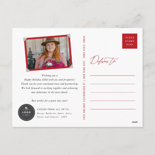 Cartes Pour Fêtes Annuelles Bonnes Fêtes Classic Seal Photo Business (Dos)