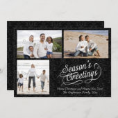 Cartes Pour Fêtes Annuelles Bonnes Fêtes Damas noires et blanches (Devant / Derrière)