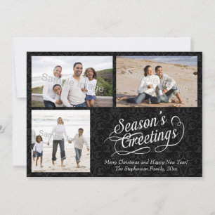 Cartes Pour Fêtes Annuelles Bonnes Fêtes Damas noires et blanches