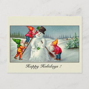 Cartes Pour Fêtes Annuelles Bonnes Fêtes de snowman gnomes vintages