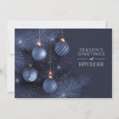 Cartes Pour Fêtes Annuelles Bonnes Fêtes d'ornement bleu plat (Devant)