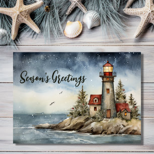 Cartes Pour Fêtes Annuelles Bonnes Fêtes du phare Wintery Noël