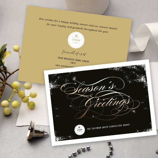 Cartes Pour Fêtes Annuelles Bonnes Fêtes Elegant Gold Script Business