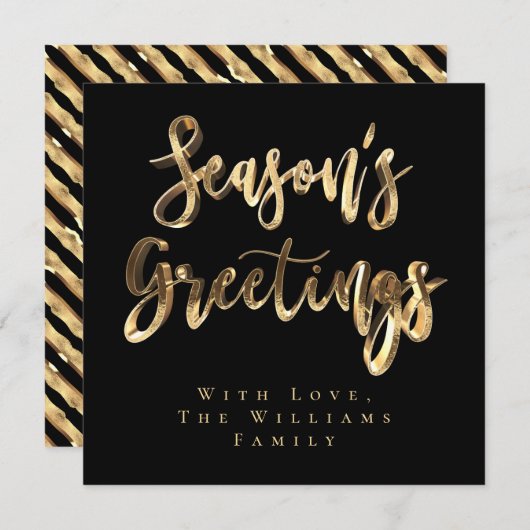 Cartes Pour Fêtes Annuelles Bonnes Fêtes élégante Black Gold Script chic (Devant / Derrière)