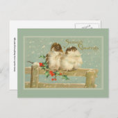 Cartes Pour Fêtes Annuelles Bonnes Fêtes gaies deux oiseaux sur une clôture (Devant / Derrière)