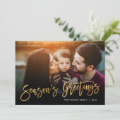 Cartes Pour Fêtes Annuelles Bonnes Fêtes Gold Script superposition photo (Debout devant)