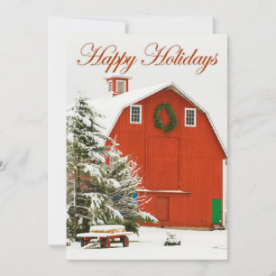 Cartes Pour Fêtes Annuelles Bonnes fêtes - grange rouge de fête dans la neig