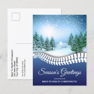 Cartes Pour Fêtes Annuelles Bonnes Fêtes Hiver Scène Bleu Chiropratique