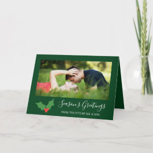 Cartes Pour Fêtes Annuelles Bonnes Fêtes Holly Engagé Couple Photo