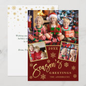 Cartes Pour Fêtes Annuelles Bonnes Fêtes Moderne Script 3 PHOTO Collage (Devant / Derrière)