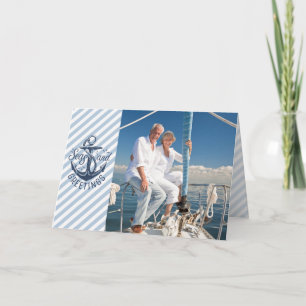 Cartes Pour Fêtes Annuelles Bonnes Fêtes nautiques, Ancre de la marine et impa