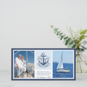 Cartes Pour Fêtes Annuelles Bonnes Fêtes nautiques - Marine & White Stripes (Debout devant)