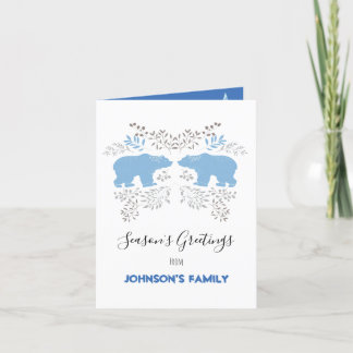 Cartes Pour Fêtes Annuelles Bonnes Fêtes ours polaire bleu Nordique blanc