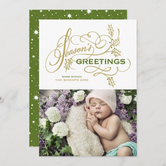 Cartes Pour Fêtes Annuelles Bonnes Fêtes photo florissantes élégantes (Devant / Derrière)