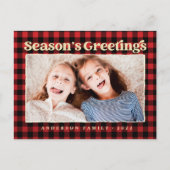 Cartes Pour Fêtes Annuelles Bonnes Fêtes Plaid Motif Famille Photo (Devant)