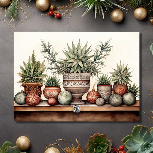 Cartes Pour Fêtes Annuelles Bonnes Fêtes Pots Succulents Noël