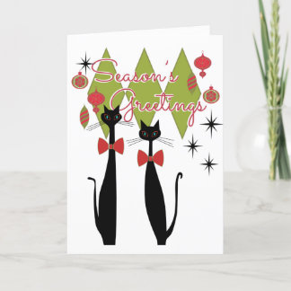 Cartes Pour Fêtes Annuelles Bonnes Fêtes Rétro MCM Cool Chat Noël