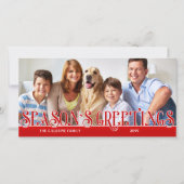 Cartes Pour Fêtes Annuelles Bonnes Fêtes Rouge Simplicité Famille Photo (Devant)