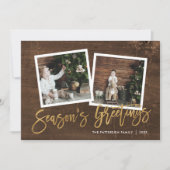 Cartes Pour Fêtes Annuelles Bonnes Fêtes Rustic Gold Script photo (Devant)