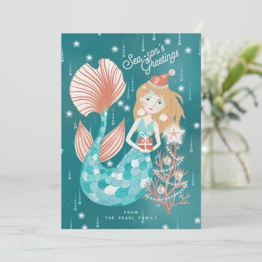 Cartes Pour Fêtes Annuelles Bonnes Fêtes Sirène (Debout devant)