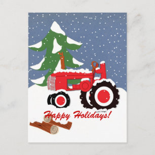 Cartes Pour Fêtes Annuelles Bonnes fêtes ! Tracteur rouge