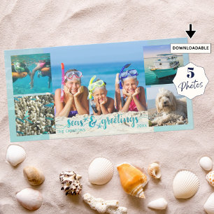 Cartes Pour Fêtes Annuelles Bonnes Fêtes tropicales Pinceau Script 5 Photos