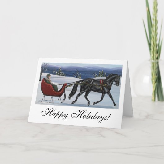 Cartes Pour Fêtes Annuelles Bonnes fêtes un cheval Sleigh ouvert (Devant)