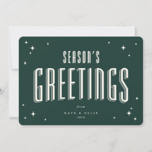 Cartes Pour Fêtes Annuelles Bonnes Fêtes Vert foncé Étoiles rétro Appartement