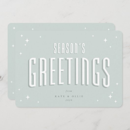 Cartes Pour Fêtes Annuelles Bonnes Fêtes Vert pâle Étoiles Rétro Appartement (Devant / Derrière)