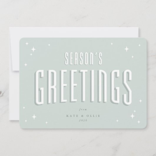 Cartes Pour Fêtes Annuelles Bonnes Fêtes Vert pâle Étoiles Rétro Appartement (Devant)