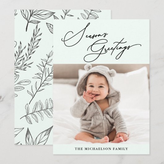 Cartes Pour Fêtes Annuelles Bonnes Fêtes vertes d'hiver (Devant / Derrière)