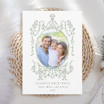 Cartes Pour Fêtes Annuelles Bonnes Fêtes Vintage classique photo<br><div class="desc">Ce Noël plat | carte de vacances présente un cadre vintage vert sage avec une photo. Pour une personnalisation plus avancée de cette conception,  cliquez sur le BOUTON OUTIL DESIGN BLEU ci-dessus !</div>